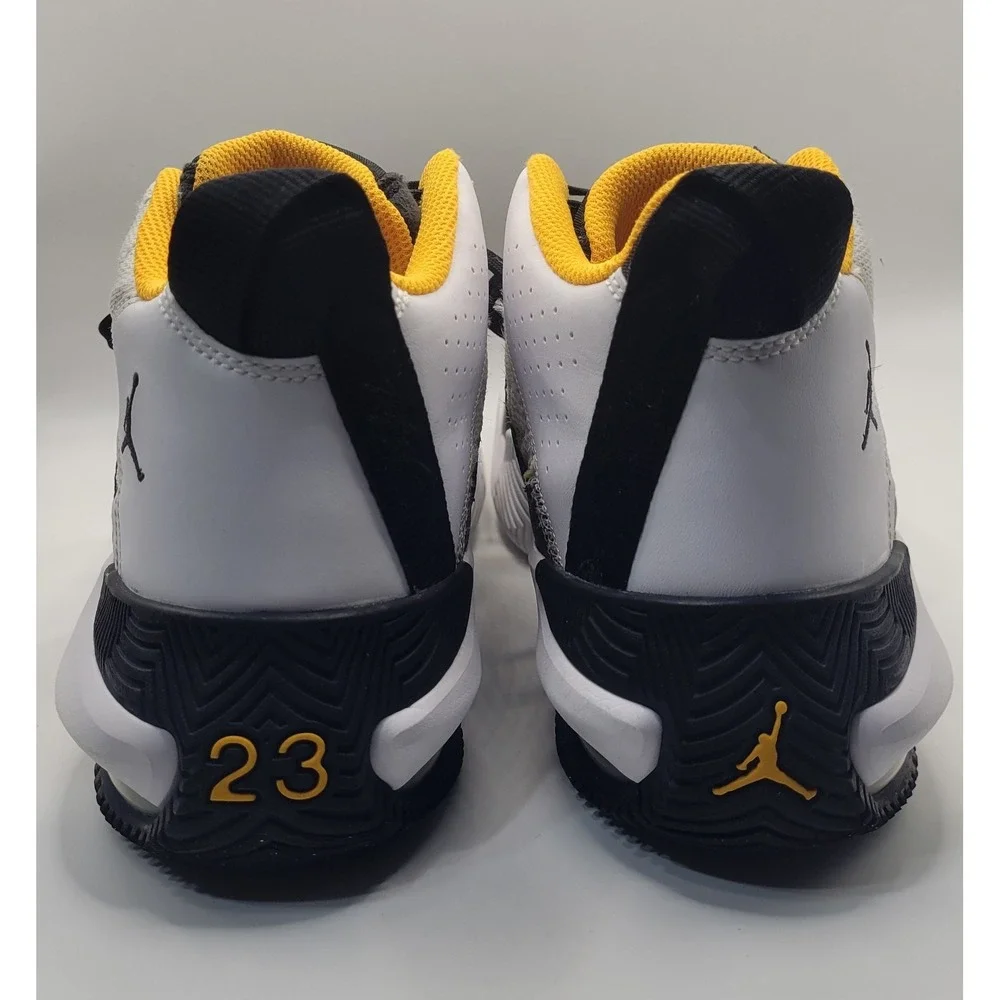 Jordan Mid Top Colorblock Lace Up Leather Sneakers Black White Yellow DC7230